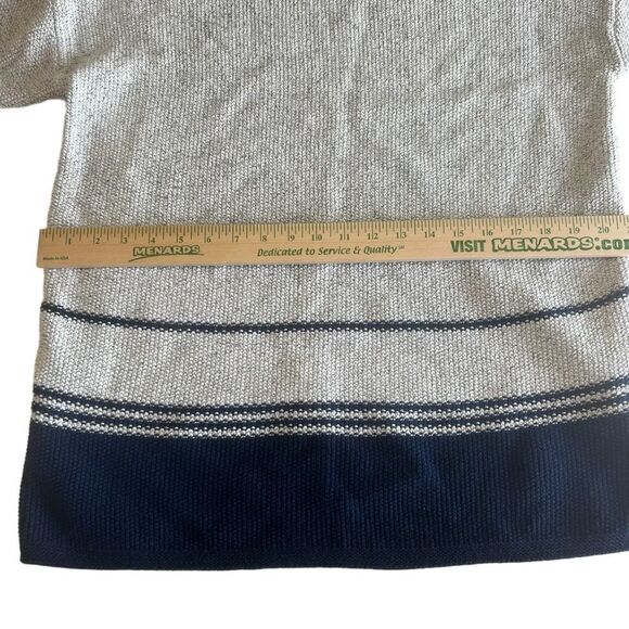 J. Jill Gray & Navy Striped Soft Oversized Cowl Neck Tunic Sweater Sz S - Picture 6 of 15